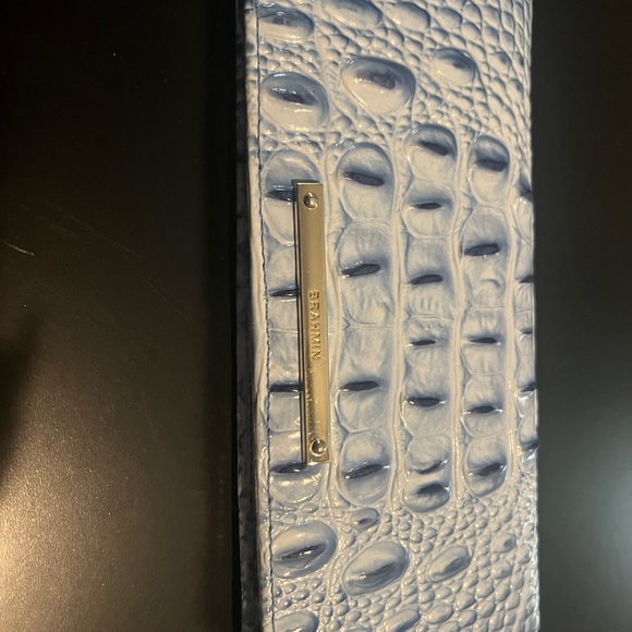 Brahmin Light Blue Croc-Embossed Clutch - Picture 1 of 3